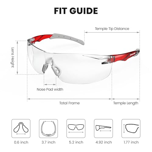 Image of Pickleball Safety Glasses Women Men, Protection, Classic Red | ANSI Z87.1, Anti-Fog & Scratch Resistant Goggles for Work, Racquetball, Squash