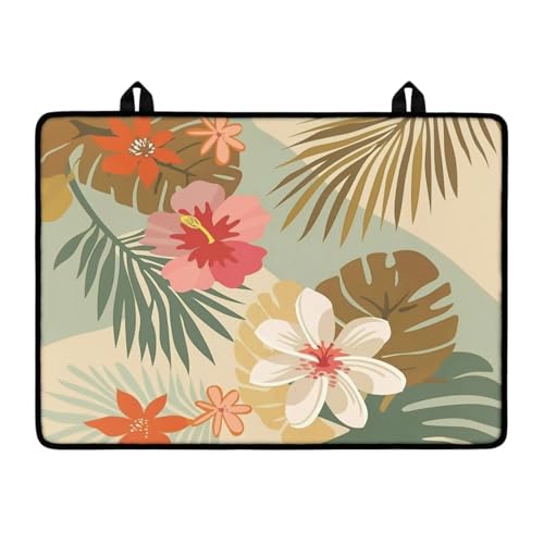 Image of Electric Stove Top Covers Heat Resistant Glass Ceramic Cooktop Cover Mat Multipurpose Kitchen Scratch Resistant Flat Top Stove Cover, 29 x 21 Inch, Boho Tropical Hibiscus Print