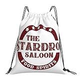 Sacs à dos multifonctions à cordon de serrage, sac de rangement pour livres, pour étudiants et voyageurs, The Stardrop Saloon Pub Stardew Valley Burgundy