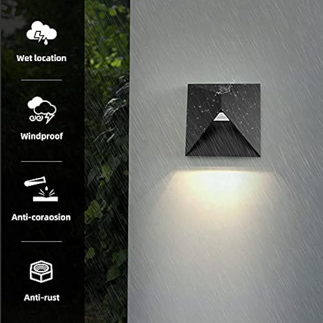 Aluminum Outdoor Sconces Wall Lighting, 8W Outdoor Wall Sconce, LED Porch Lights, Modern Outdoor Light Fixture Wall Mount, Black Wall Light Exterior for House,Enterway,Doorway