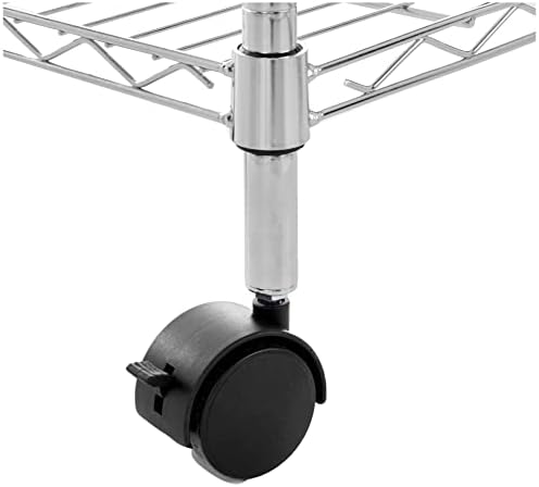 amazon basics Height Adjustable 3-Shelves Heavy Duty Rack with Wheels (Chrome)