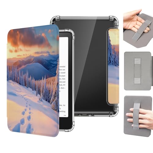 Hülle für 7 Zoll Kindle Paperwhite(12. Generation) - 2024 und Kindle Colorsoft Signature Edition, Clear Weich TPU Schutzhülle mit Auto Sleep/Wake und Handriemen,Fußspuren im Schnee Sonnenuntergang Hülle für 7 Zoll Kindle Paperwhite(12. Generation) - 2024 und Kindle Colorsoft Signature Edition, Clear Weich TPU Schutzhülle mit Auto Sleep/Wake und Handriemen,Fußspuren im Schnee Sonnenuntergang