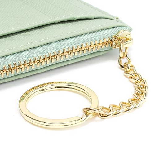 Image of Slim Minimalist RFID Blocking Leather Wallets Credit Card Holder Case Money Clip Pocket Wallet Coin Purse Keychain Travel Clutch Handbag Pocket Pouch Holster Gifts for Women Men (Green)