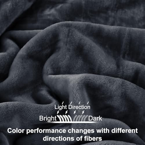 Image of JYK Korean Style Mink Fleece Blanket Queen 3.5 LB, 1 Ply Extra Soft,Lightweight Flannel Blanket,Breathable Plush Fuzzy Cozy Queen Blanket for Couch Sofa Bed Camping 79x91 Inches, Dark Grey