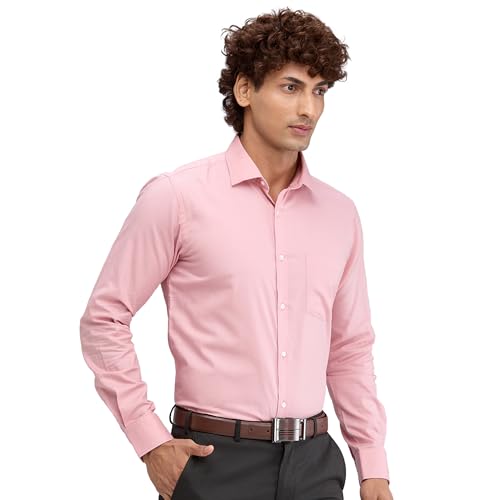 Image of Park Avenue Men Pure Cotton Slim Fit Structure Pattern Semi Cutaway Collar Formal Shirt