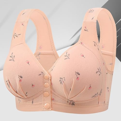 Bralettes for Women with Support Daisy Bras for Older Women Floral Plus Size Bralettes Wireless Womens Front Closure Push Up Seamless Bra for Senior Daisy Comfort No Underwire Watermelon Red