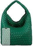 Bolsas femininas de tecido de couro vegano mini Hobo Bolsas de ombro com fecho magnético bolsas hobo clutch, Verde floresta