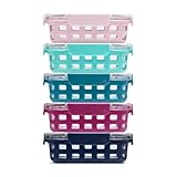Ello Duraglass 3.4 Cup Meal Prep Sets 10Pc, 5 Pack Set- Glass Food Storage Container with Silicone Sleeve and Airtight BPA-Free Plastic Lids, Dishwasher, Microwave, and Freezer Safe, Evening Orchard