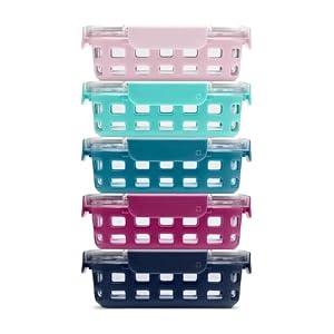 Ello Duraglass 3.4 Cup Glass Meal Prep Containers, 10 Pc, 5 Pack, Orchard