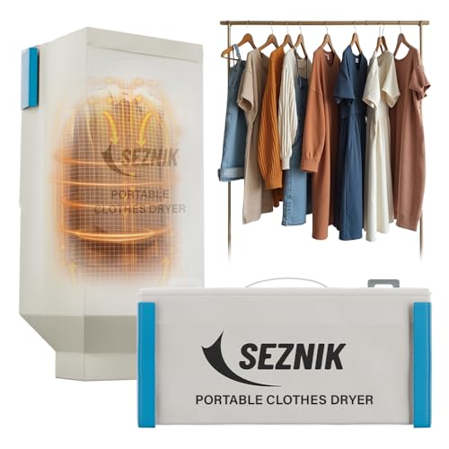 Image of SEZNIK Portable Clothes Dryer, Compact Electric, UV Sterilizer, Wrinkle Remover with PTC Heating & Timer | Foldable, Hangable Dryer | Quick Drying for Home and Travel Use (SZ-CD07)