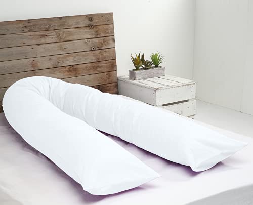 Heimtex Cojín de embarazo en forma de U con funda de almohada de 12 pies para dormir transpirable microfibra de cuerpo completo para embarazadas apoyo para espalda y vientre (blanco) Cover