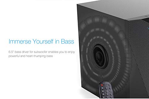 Rear panel of the FD F560X subwoofer showing audio input/output and power switch