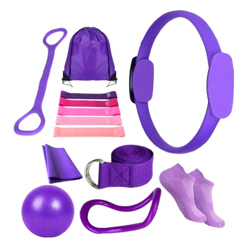 Juego de Aro y Pelota de Pilates | Set De Pelota De Yoga Y Banda De Estiramiento Para Mujeres - Kit De Accesorios De Entrenamiento Para Gimnasio En Casa Para Estabilidad, Flexibilidad, Fuerza, Espalda