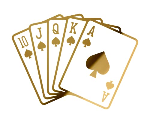 2 Pcs - Decal Stickers of Spade Royal Straight Flush Poker Hand 1 (Metallic Gold) Luxury Weatherproof Vinyl Decal Stickers for Laptop Desktop Smartphone Car Dirt Bike Wall Room - ANDstic895382GO