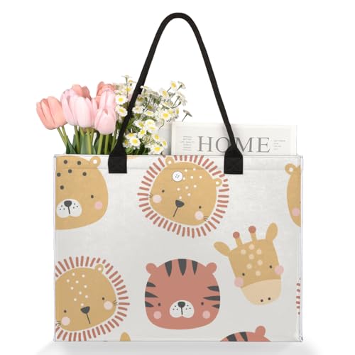 Cute Lion Tiger Tote Bag for Women Large Beach Bag Reusable Tote Bags for Work Travel Beach Shopping3