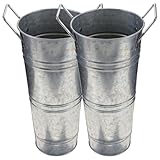 jojofuny Cubos Metálicos Vintage para Flores, Juego de 2 Jarrones de Hierro Galvanizado Rústico sin Brillo, Decorativos para Jardín, Hogar y Floristería, Macetas Resistentes Estilo Retro