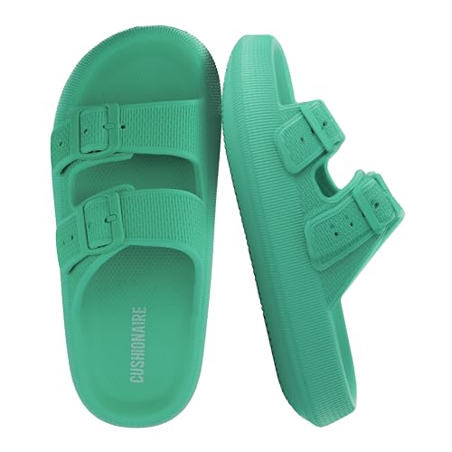 Image of CUSHIONAIRE Fame Pillow Recovery Sandals for Women, Adjustable Double Buckle Waterproof EVA Cloud Slides for Women