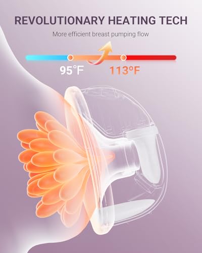 comfyer Heated Breast Pump Hands Free, Industry-Leading Heating Tech, Innovative Magnetic Charging Base, App Discreet Control, 20pcs Breastmilk Storage Bags Included, Hospital-Grade Suction, 2 Pack