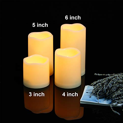 Image of 2 Waterproof Outdoor Battery Operated Flameless LED Pillar Candles with Remote Flickering Plastic Electric Decorative Light Set for Home Decor Garden Patio Decoration Party Wedding Supplies 3x3 Inches