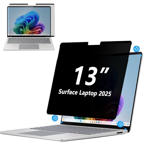 Adeway Filtro de privacidad magnético Surface Laptop de 13 pulgadas (2025), anti-reflejos, protección visual lateral a 30°, lavable y reutilizable, instalación sin burbujas.
