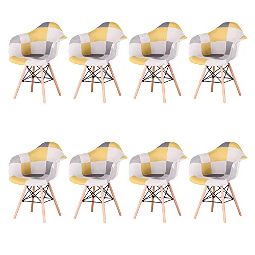 Sim Luxury Sillas modernas de mediados de siglo Patchwork Sala Sillones Ergonómicos Silla de Comedor Respaldo Alto para Dormitorio Cocina Set de 8 Cover