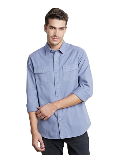 Image of Symbol Premium Men's Washed Cotton Twill Casual Shirt - Regular Fit | Pure Cotton (Available in Plus Sizes)