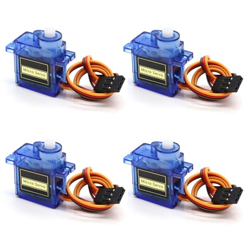 【Materiale strutturale】: Micro Servo. Realizzato con denti in plastica, guscio esterno in plastica, guscio interno del motore senza nucleo, doppio cuscinetto a sfere, silenzioso Dotato di ingranaggi in metallo per prestazioni affidabili.