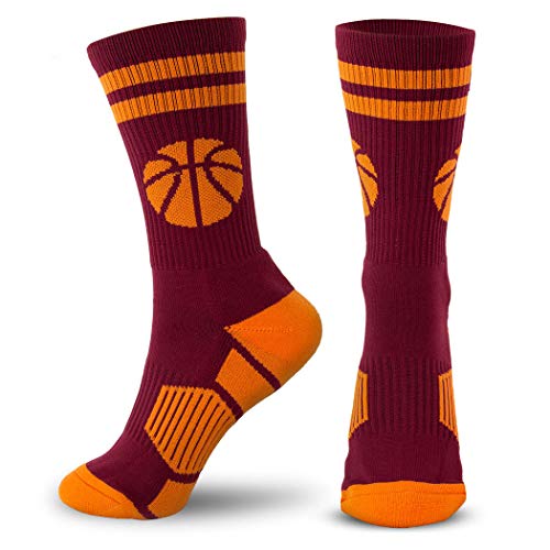 Image of ChalkTalkSPORTS Basketball Socks - Cushioned Mid-Calf Crew - Youth & Adult | Moisture-Wicking Performance Blend, Athletic Basketball Gear, Stay-Up Technology, Arch Support, Breathable, Boys and Men