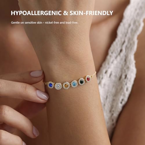 Personalized Birthstone Bracelets for Mom and Grandma Custom Multiple Birthstone Bracelets for Women,Gift for Mother’s Day, Birthday, Anniversary,Christmas3