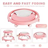Baby Walker, Foldable Multi-Function Anti-Rollover, 5 Level Height Adjustable, Baby Walkers for 6-15months Suitable for All Terrains (Pink) - Image 2