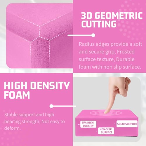 Yoga Blocks 2 Pack, 3"x6"x9" EVA Foam Yoga Block Supportive, Non-Slip Exercise Blocks, Yoga Accessories for Pilates, Meditation, Balance, Stretching and Deep Poses - Image 4