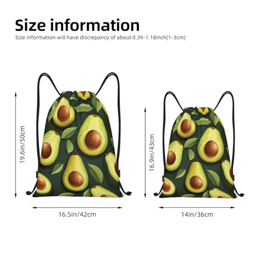 Fruit Avocado Pattern Drawstring Backpack for Women Men Lightweight Sports Gym Sackpack Cinch Bag Water Resistant Draw String Bags for Hiking Yoga Swimming Travel Beach2