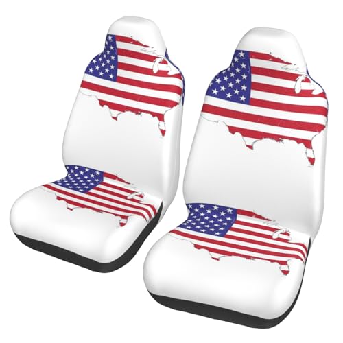 Funda de asiento de coche universal y antideslizante, protectores con mapa de la bandera americana