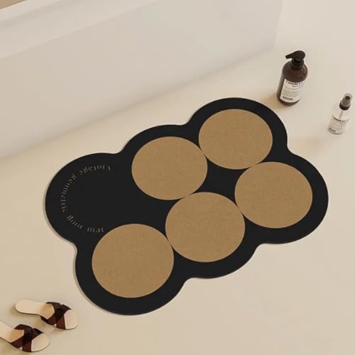 Alfombra Baño Diatomita Marrón Oscuro Agua Súper Absorbente, Antideslizante, Secado Rápido, 40x60cm