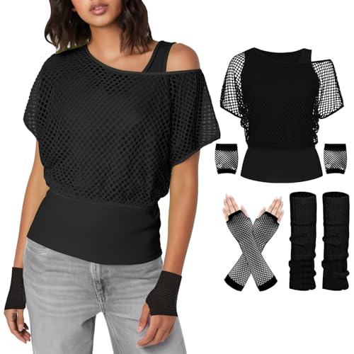 Costume de carnaval nostalgique avec jambières en maille et t-shirt