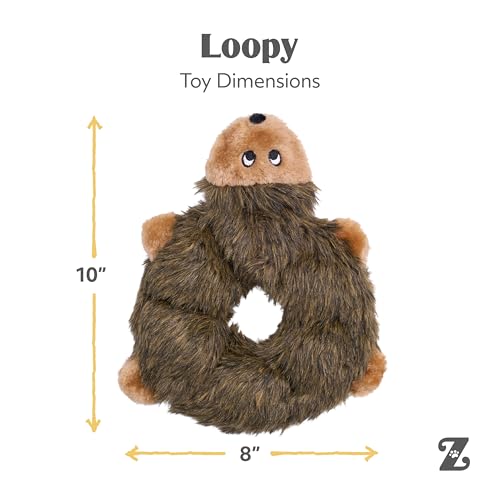 ZippyPaws Loopy – Igel Hundespielzeug – Füllungsfrei, Mit 6 Quietschern, Strapazierfähiges Plüschspielzeug für Kleine bis Große Hunde, Interaktives und Kuscheliges Spielzeug für Haustiere