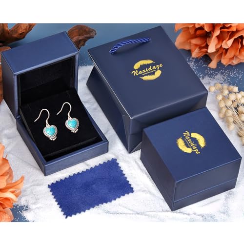 Genuine Turquoise Earrings 925 Sterling Silver Heart Turquoise Earrings Vintage Nature Gemstone Western Jewelry for Women2