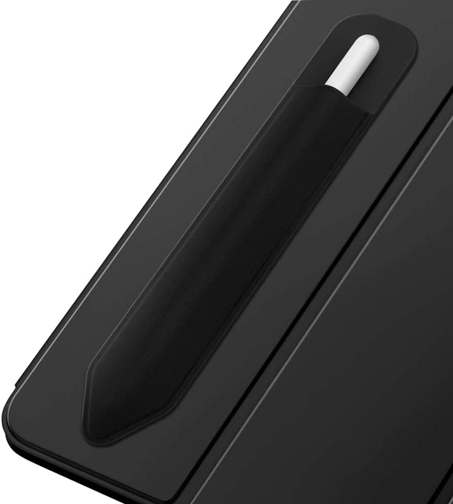 Pencil Holder Compatible with Apple Pencil (1st and 2nd Gen), Elastic Pocket [Stylus Pens Protected and Safe] Pouch Adhesive Sleeve Attached to Case for Stylus Pens (Black)