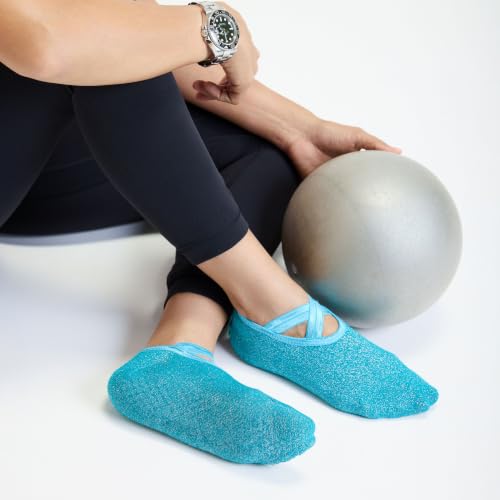 Image of Mint & Oak Pilates Socks with Grips for Women, Ankle Length Non-Slip Yoga Socks, Cotton Ideal For Yoga, Pilates, Gym, Workout, Cute Women's Gift