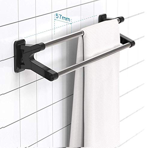 Omoons Towel Rack Double Pole Free Drilling Installation Wall Hanging Towel Rack Towel Storage Bath Towel Rail Single Towel Bar For Bathroom Chrome Hanging Bathroom Hardware/C2 #TOP2
