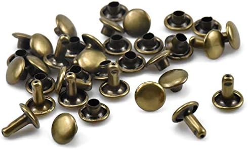 Nivofu 100 Sets 8x8mm Leather Rivets,Double Cap Rivet Tubular,Metal Round Button Studs,Flat Head Rivets Kit,for Leather DIY Craft Handbag Clothes Shoes Jewelry Accessories - 5
