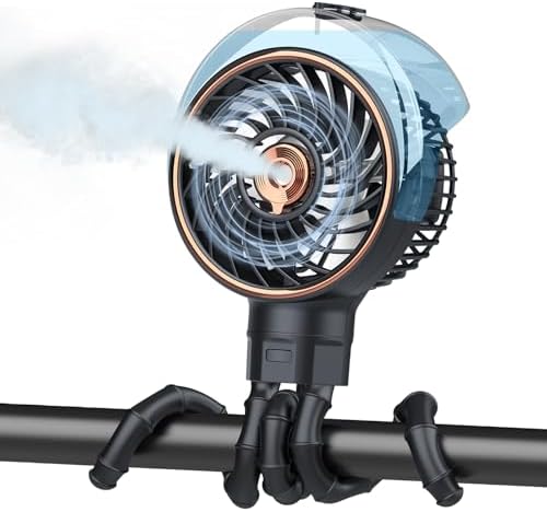 Ausic Stroller Fan with Mist, 100ml Misting Portable Fan for Stroller ...