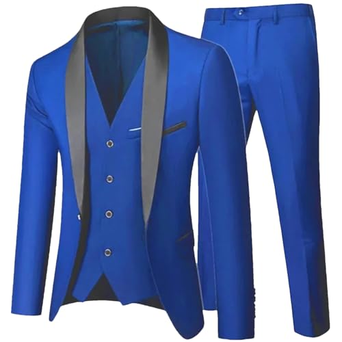Men's Slim Fit 3-Piece Tuxedo Set - Carved Detailing Prom Suit for Weddings & Parties