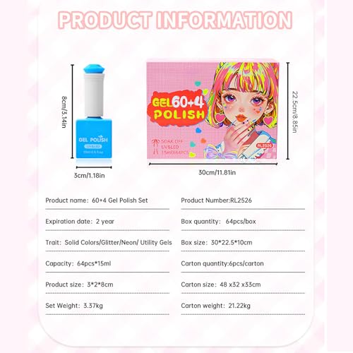 Kit de esmalte de gel de 60 colores el regalo ideal de larga duración para mujeres 6