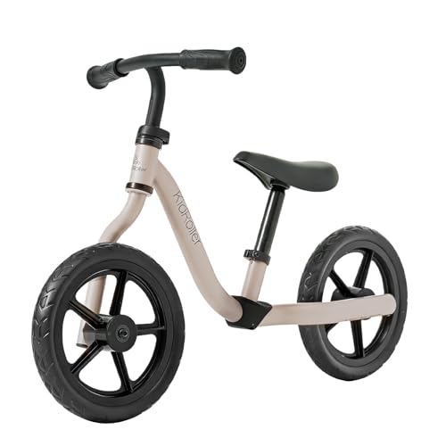 KidRoller 12 Inch Kids Balance Bike for 2-5 Years Old Toddler Single-arm Fork Design with Adjustable Soft Seat&Handlebar Best Gift Option for Kids (Grey)