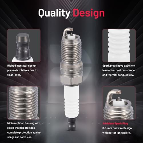 Image of BDFHYK 97287 Iridium Spark Plugs Compatible with Chevy Malibu Cavalier Escape Mustang Taurus Ranger Escort E-Series for Buick Skylark for Mercury Mariner C1500 Navigator ITR5H13 XP104 Set of 6