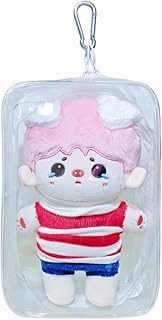 MIOBER ポーチ 20cm 透明 クリア バッグ 大きめ 収納バッグ 外出 人形入れ 痛バック クリアポーチ 推し活グッズ ポーチ お出かけ 見せバッグ カラビナと固定用プラスチックシート付き ファスナー式 22*13*7cm