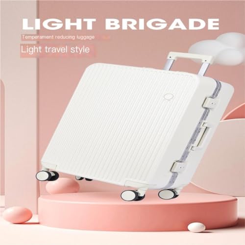 Suitcase New Aluminum Frame Hard Shell Suitcase Suitcase 20 Inch Boarding Case Long and Short Distance Trolley Case Luggage(Blue,26in)4