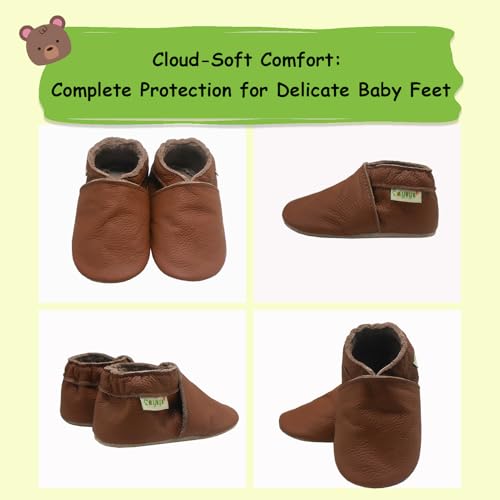 SAYOYO Baby Boy Shoes Soft Sole Leather Shoes Toddler Baby Girl Walking Crib Baby Moccasins 18-24 Months - Thumbnail 5