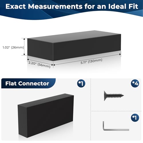 Image of 1 Pack Extension Connector for Stainless Steel Handrail, 130mm x 56mm x 26mm Hand Rail Fitting for Top Handrail Railing, High Strength POM Connecting Block for Deck Cable Railing Systems